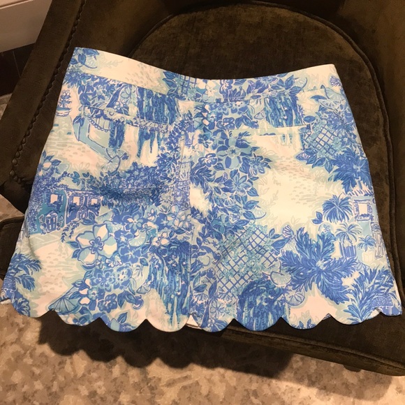 Lilly Pulitzer Women's 14 Toile Me About It COLETTE SKORT Blue Scallop Hem NWT - Picture 8 of 10